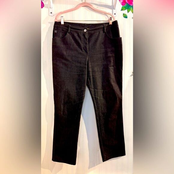 St. John Black Denim Jeans Sz 10 - Picture 1 of 7